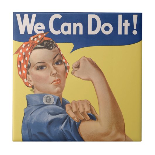 Patriottische Rosie de Riveter, we kunnen het doe Tegeltje (Voorkant)