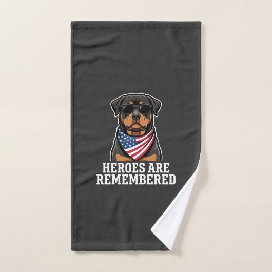 Patriottische Rottweiler Held Hond Vector Design Handdoek (Handdoek)
