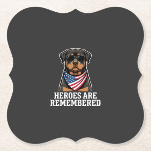 Patriottische Rottweiler Held Hond Vector Design Kartonnen Onderzetters