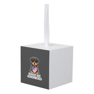 Patriottische Rottweiler Held Hond Vector Design Kubus Ornament