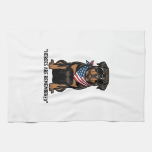Patriottische Rottweiler Held Hond Vintage Design_ Theedoek