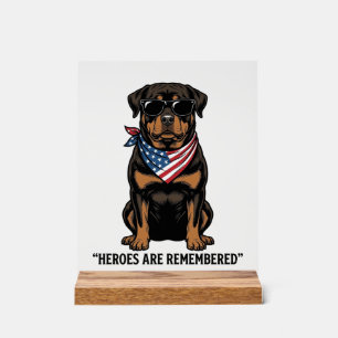 Patriottische Rottweiler Held Honden Vintage Desig Acryl Bord