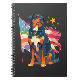 Patriottische Rottweiler met USA-vlagkunst Notitieboek