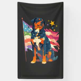 Patriottische Rottweiler met USA-vlagkunst Spandoek
