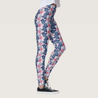 Patriottische rozen sterren - rood wit blauw GEEN  Leggings