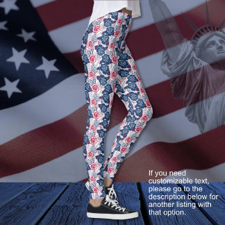Patriottische Rozen sterren - rood wit blauw GEEN Leggings