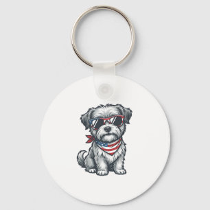 Patriottische Ruige Hond Vintage Gravure Tank Top_ Sleutelhanger
