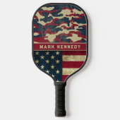 Patriottische Rustieke Amerikaanse Vlag Camo Patro Pickleball Paddle (Voorkant)