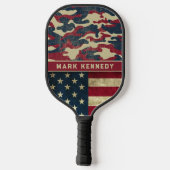 Patriottische Rustieke Amerikaanse Vlag Camo Patro Pickleball Paddle (Achterkant)