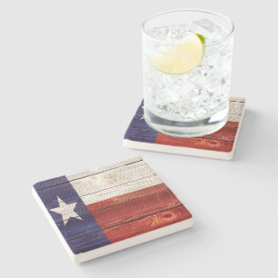 Patriottische Rustieke Houten Texas Vlag Stenen Onderzetter