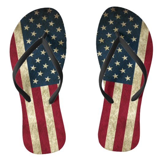 Patriottische Rustieke Rode Witte & Blauwe Amerika Teenslippers (Voetbed)