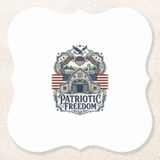 Patriottische Rustieke Schuur Bruiloft Kartonnen Onderzetters