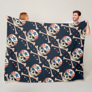 Patriottische schedel en kruisen Amerikaanse vlag Fleece Deken