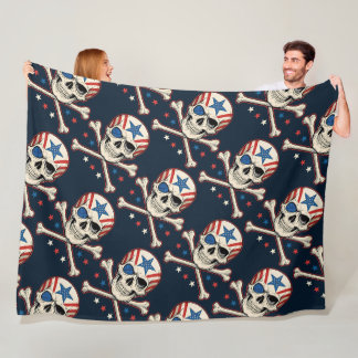 Patriottische schedel en kruisen Amerikaanse vlag Fleece Deken