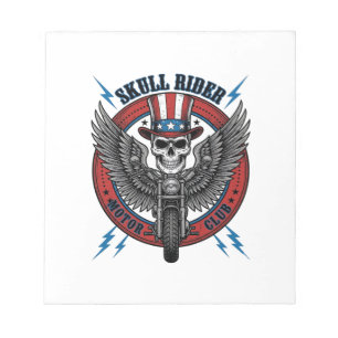 Patriottische Schedel Motorfiets Adelaar Vintage Notitieblok