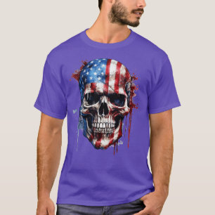 Patriottische schedel USA Skelet 4th of July US Am T-shirt