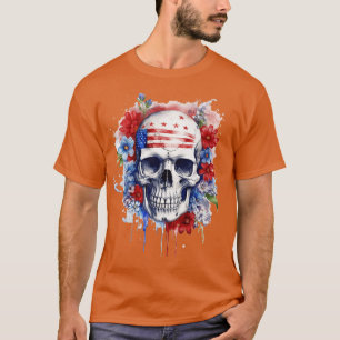 Patriottische schedel USA Skelet 4th of July US Am T-shirt