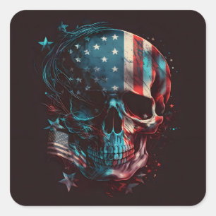 Patriottische schedel Vierkante Sticker