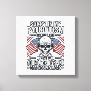 Patriottische Schedel Vintage Gravure Citaat Vecto Canvas Afdruk