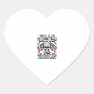 Patriottische Schedel Vintage Gravure Citaat Vecto Hart Sticker