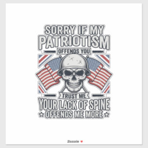 Patriottische Schedel Vintage Gravure Citaat Vecto Sticker