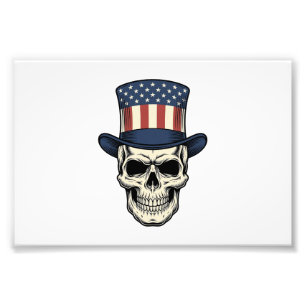 Patriottische Schedel Vintage Gravure Shirt Ontwer Foto Afdruk