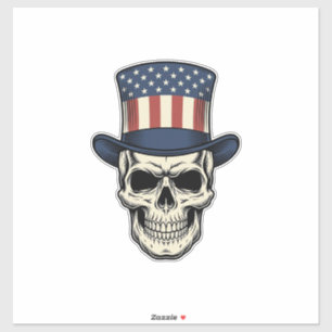 Patriottische Schedel Vintage Gravure Shirt Ontwer Sticker