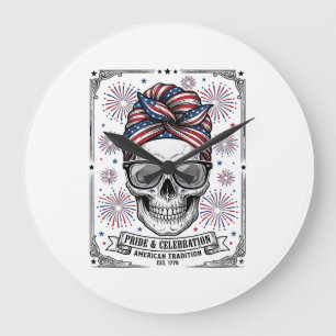 Patriottische Schedel Vuurwerk Vintage Gravure Shi Grote Klok