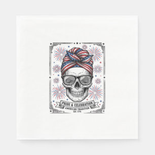 Patriottische Schedel Vuurwerk Vintage Gravure Shi Servet