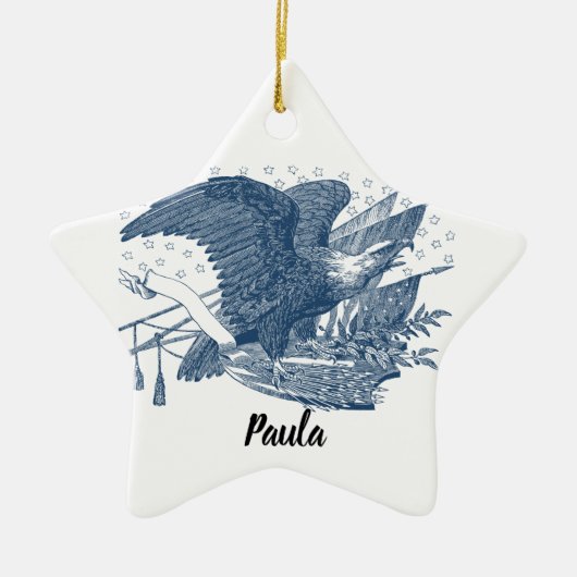  patriottische schilderende Eagle USA-vlagpijlen Keramisch Ornament (Voorkant)