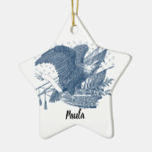  patriottische schilderende Eagle USA-vlagpijlen Keramisch Ornament (Links)