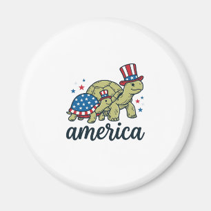 Patriottische Schildpad Amerika Vintage Gravure On Magneet