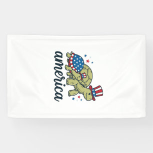 Patriottische Schildpad Amerika Vintage Gravure On Spandoek