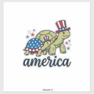 Patriottische Schildpad Amerika Vintage Gravure On Sticker