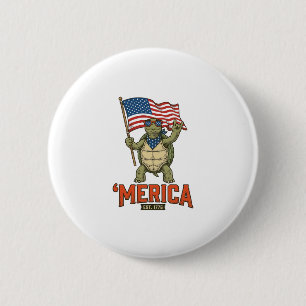 Patriottische Schildpad 'Merica Vintage Vector Ronde Button 5,7 Cm