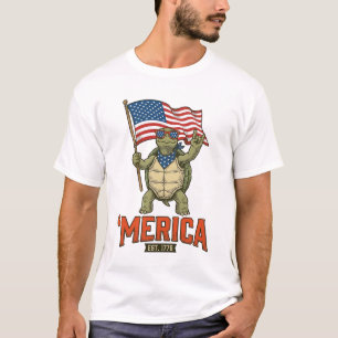 Patriottische Schildpad 'Merica Vintage Vector T-shirt