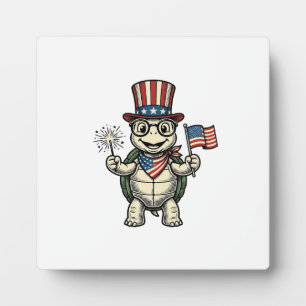 Patriottische Schildpad Vintage Gravure Grafisch v Fotoplaat