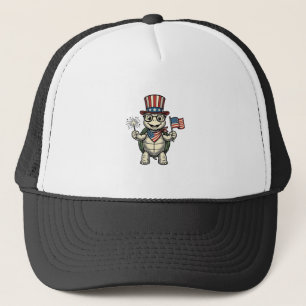 Patriottische Schildpad Vintage Gravure Grafisch v Trucker Pet