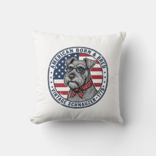 Patriottische Schnauzer Hond Vintage Kussen