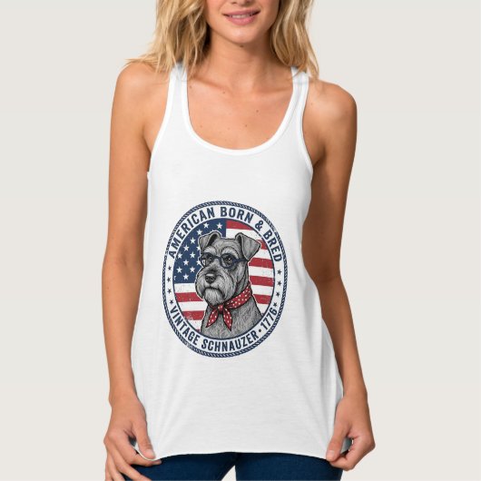 Patriottische Schnauzer Hond Vintage Tanktop (Voorkant)