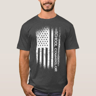 Patriottische schooladviseur met Amerikaanse vlag T-shirt