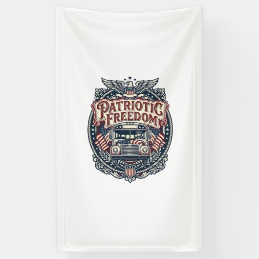 Patriottische schoolbuschauffeur spandoek (Verticaal)