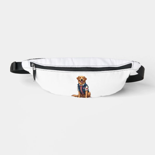 Patriottische servicehond Golden Retriever shirt 4 Heuptasje (Voorkant)