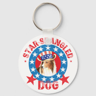 Patriottische Shetland Sheepdog Sleutelhanger