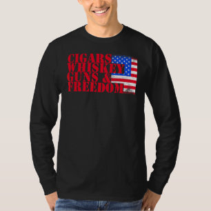 Patriottische Sigaren Whiskey Pistolen Vrijheid T-shirt