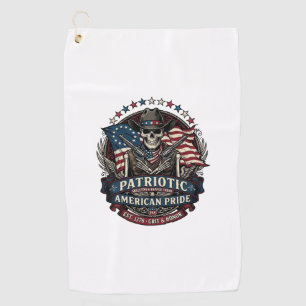 Patriottische Skelet Cowboy Donkere Patriot Skelet Golfhanddoek