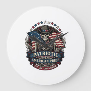 Patriottische Skelet Cowboy Donkere Patriot Skelet Grote Klok