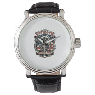 Patriottische Skelet Cowboy Donkere Patriot Skelet Horloge