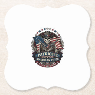 Patriottische Skelet Cowboy Donkere Patriot Skelet Kartonnen Onderzetters