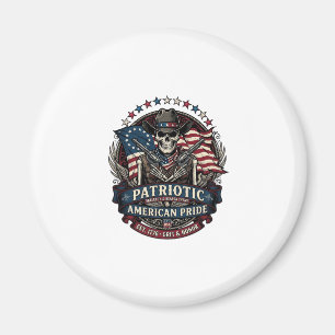 Patriottische Skelet Cowboy Donkere Patriot Skelet Magneet
